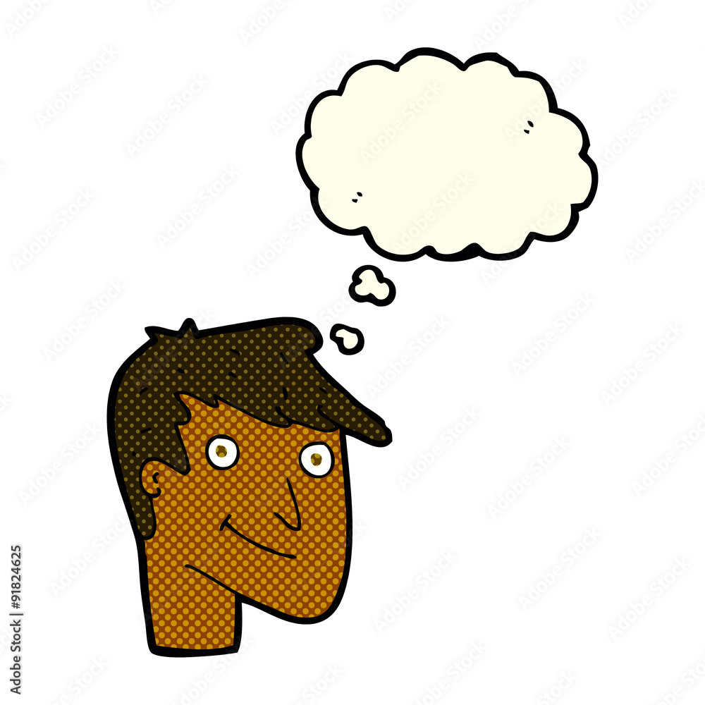cartoon happy man with thought bubble cartoon happy man with thought bubble