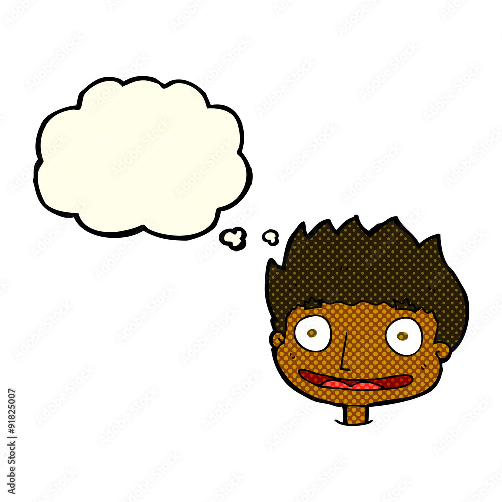 cartoon happy boy with thought bubble cartoon happy boy with thought bubble