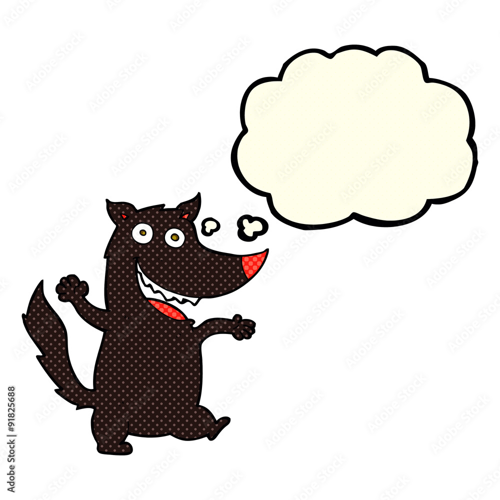 cartoon happy wolf with thought bubble cartoon happy wolf with thought bubble