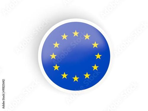 Round sticker with flag of european union