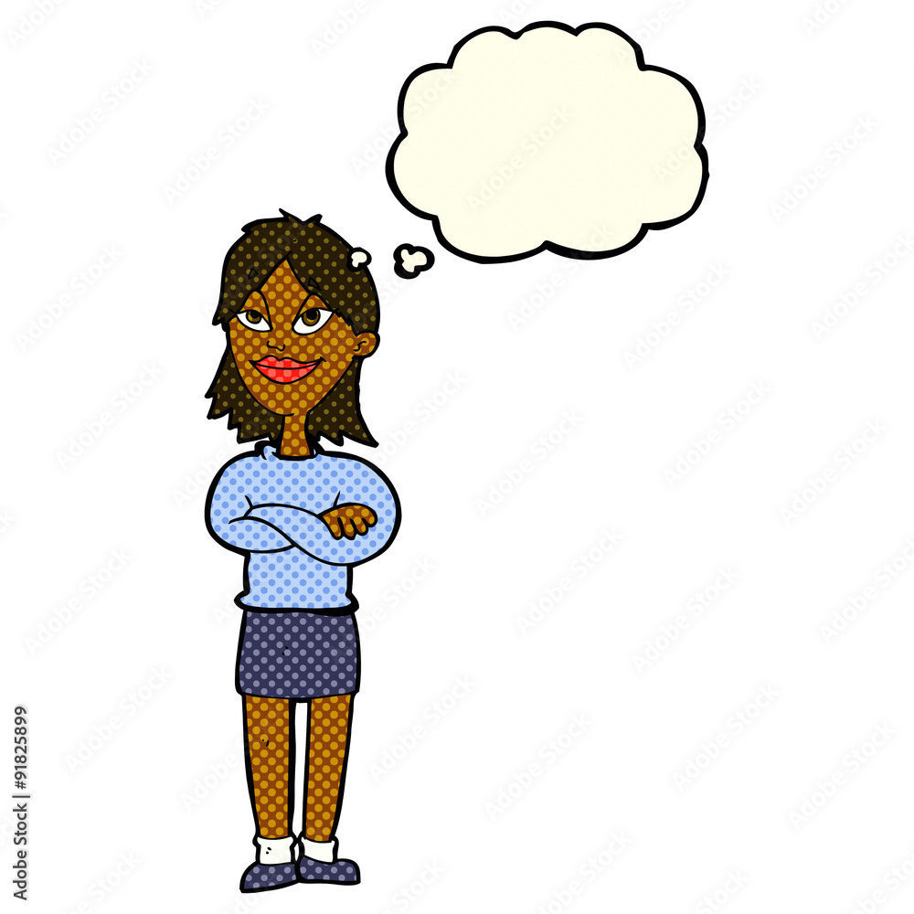 cartoon proud woman with thought bubble cartoon proud woman with thought bubble
