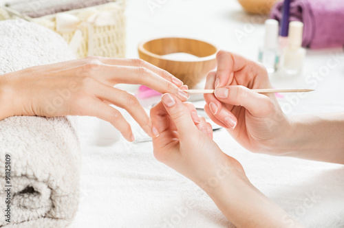 French manicure at spa center