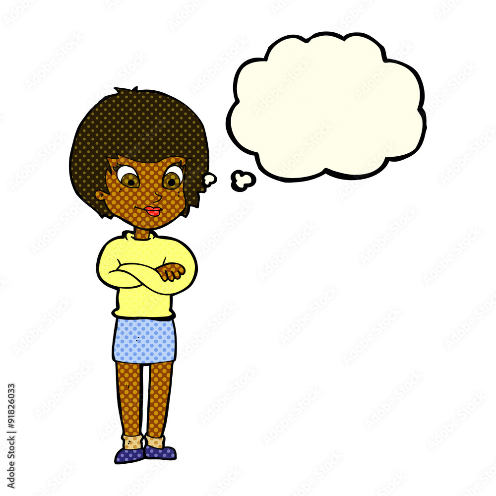 cartoon proud woman with thought bubble cartoon proud woman with thought bubble