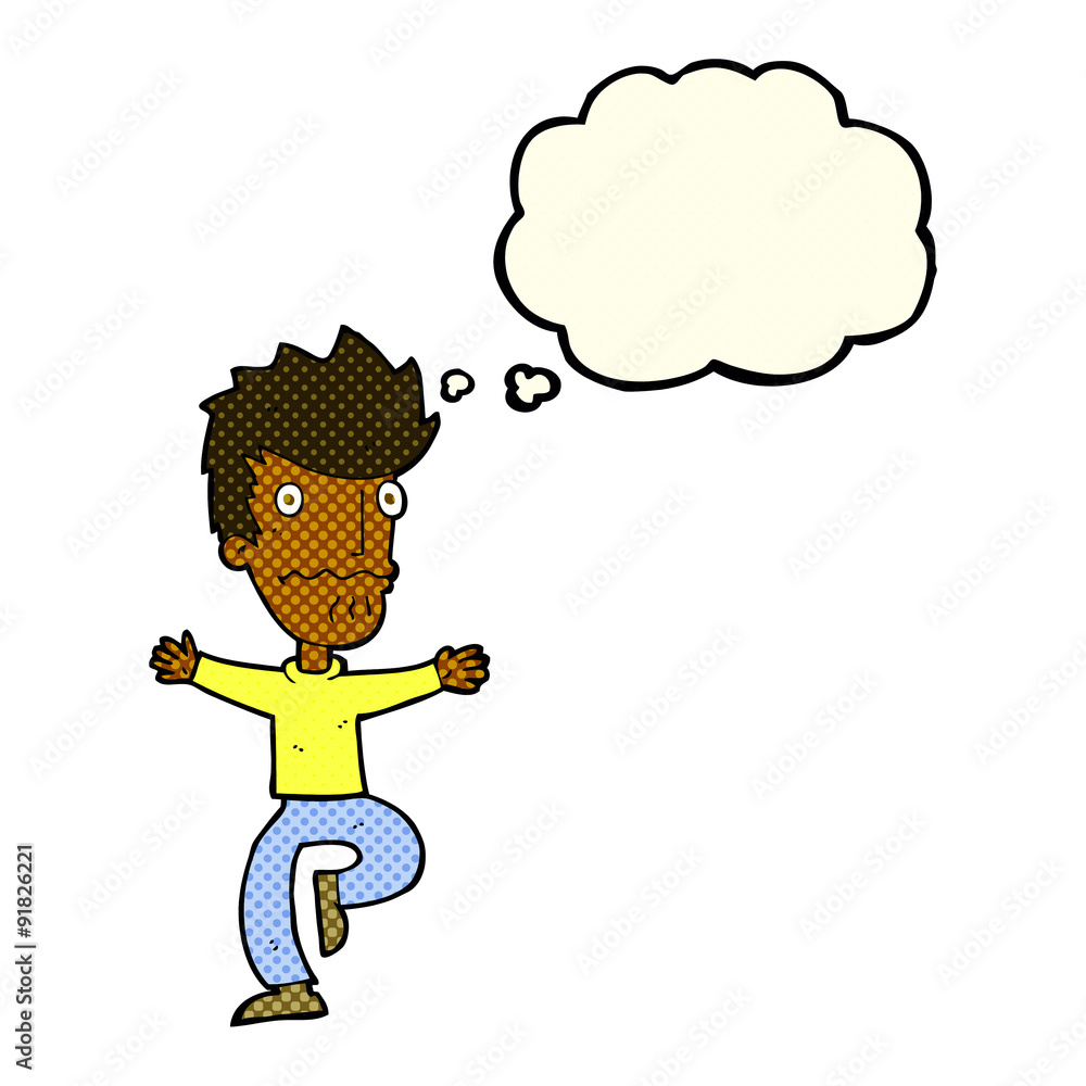cartoon frightened man with thought bubble cartoon frightened man with thought bubble