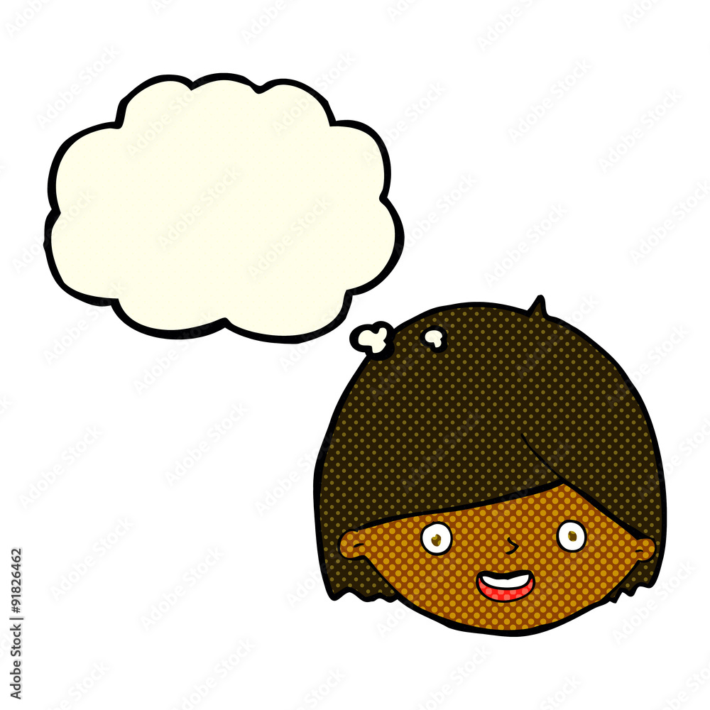 cartoon happy face with thought bubble cartoon happy face with thought bubble