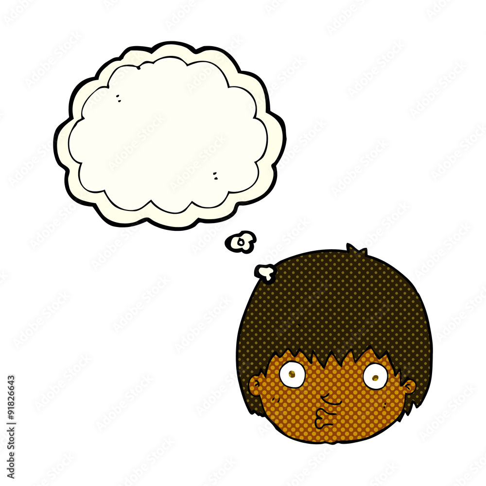cartoon curious boy with thought bubble cartoon curious boy with thought bubble