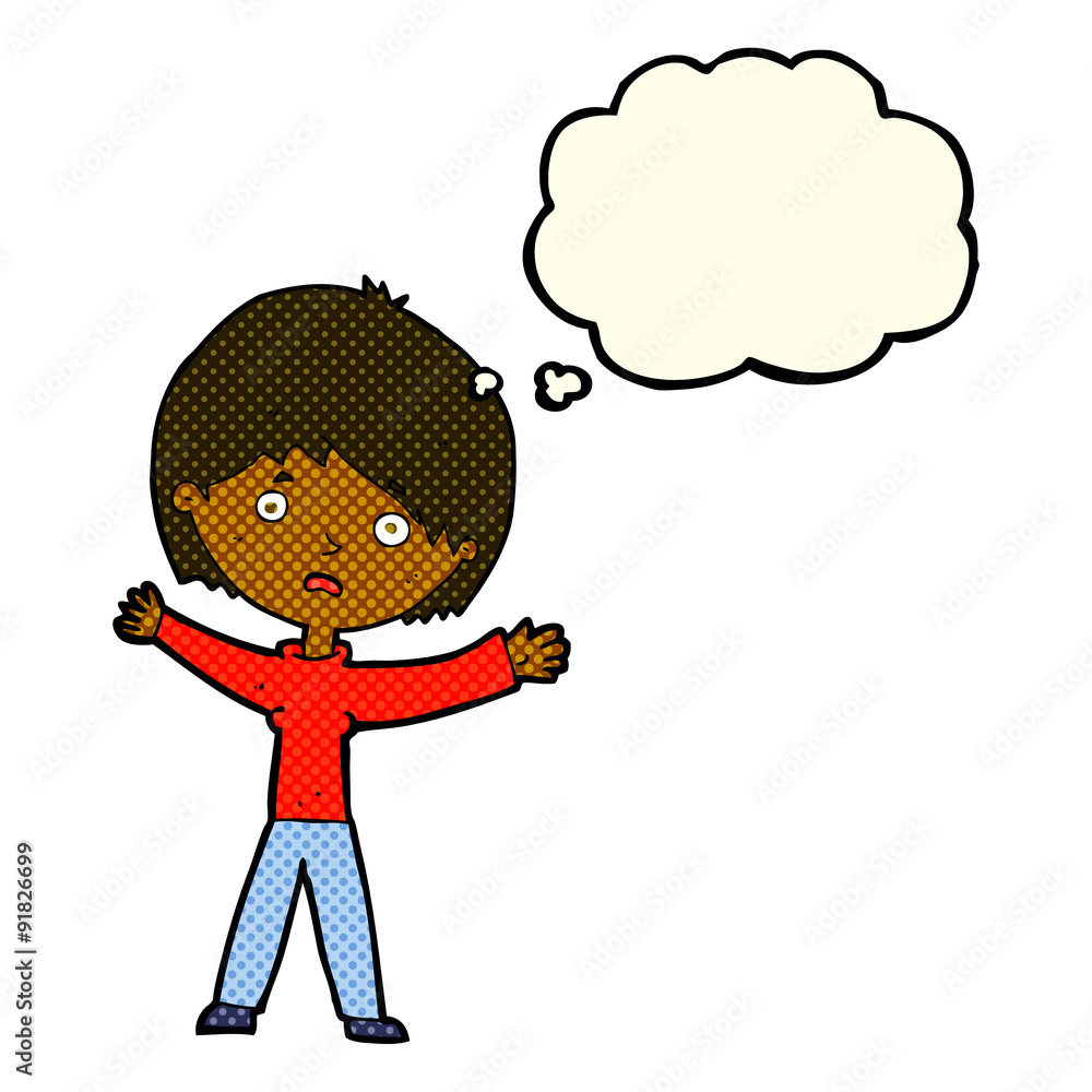 cartoon worried woman with thought bubble cartoon worried woman with thought bubble