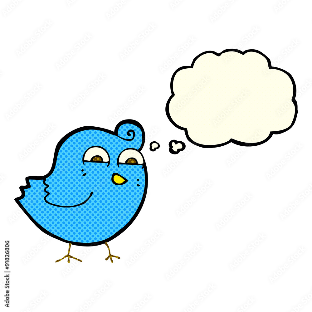 cartoon funny bird with thought bubble cartoon funny bird with thought bubble