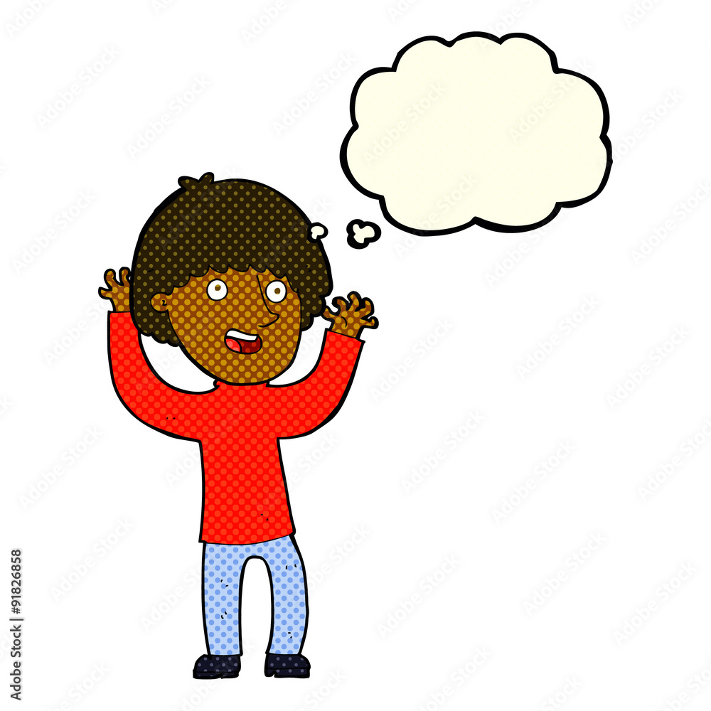 cartoon happy boy laughing with thought bubble cartoon happy boy laughing with thought bubble