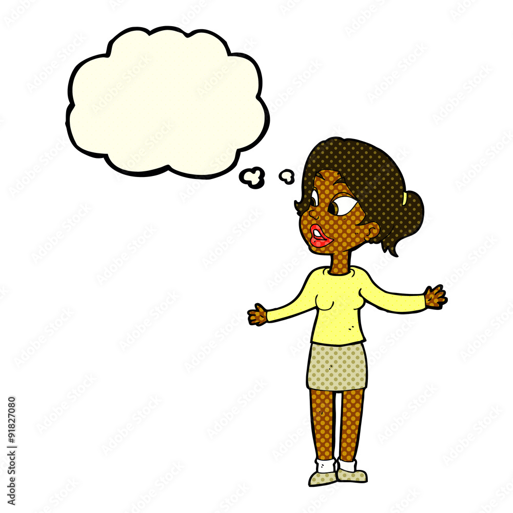 cartoon pretty woman explaining something with thought bubble cartoon pretty woman explaining something with thought bubble