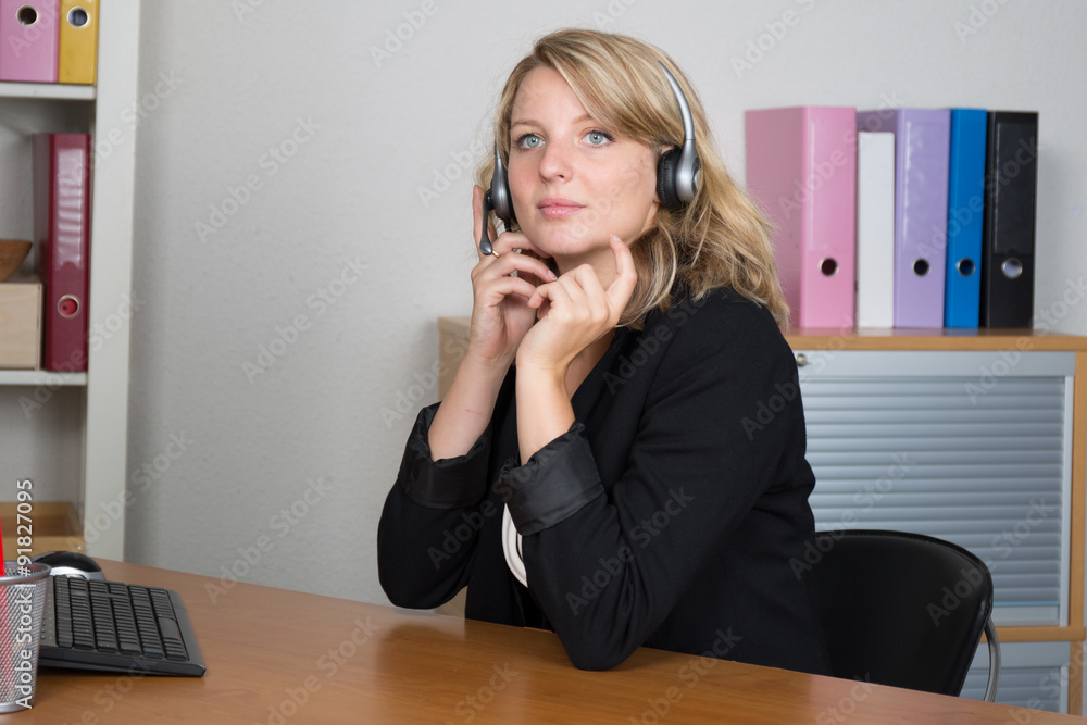 Blond, young gorgeous woman at office working Blond, young gorgeous woman at office working