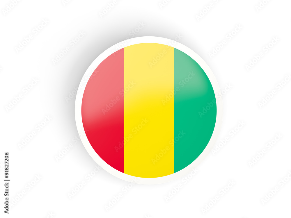 Fototapeta premium Round sticker with flag of guinea