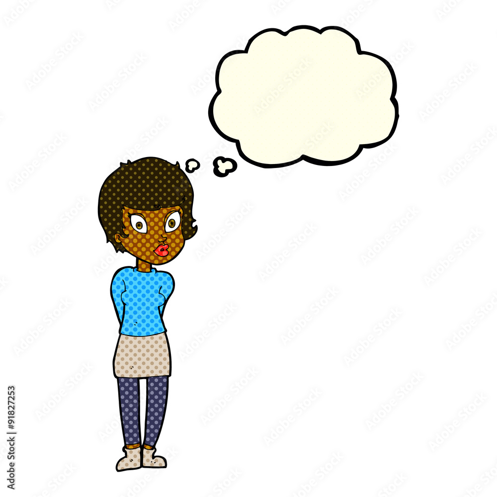 cartoon pretty woman with thought bubble cartoon pretty woman with thought bubble