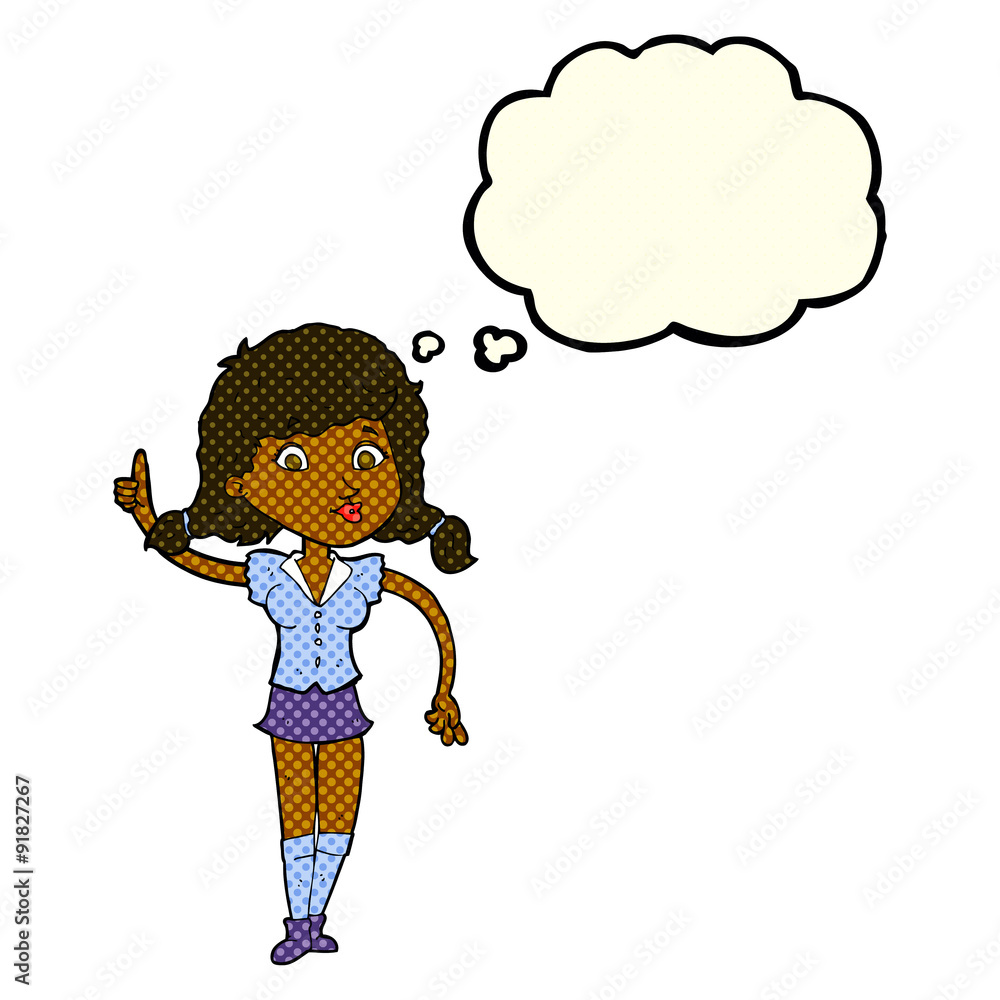 cartoon pretty woman with idea with thought bubble cartoon pretty woman with idea with thought bubble