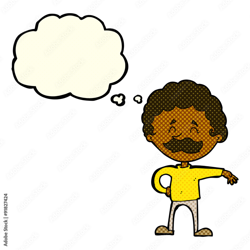 cartoon man making camp gesture with thought bubble cartoon man making camp gesture with thought bubble