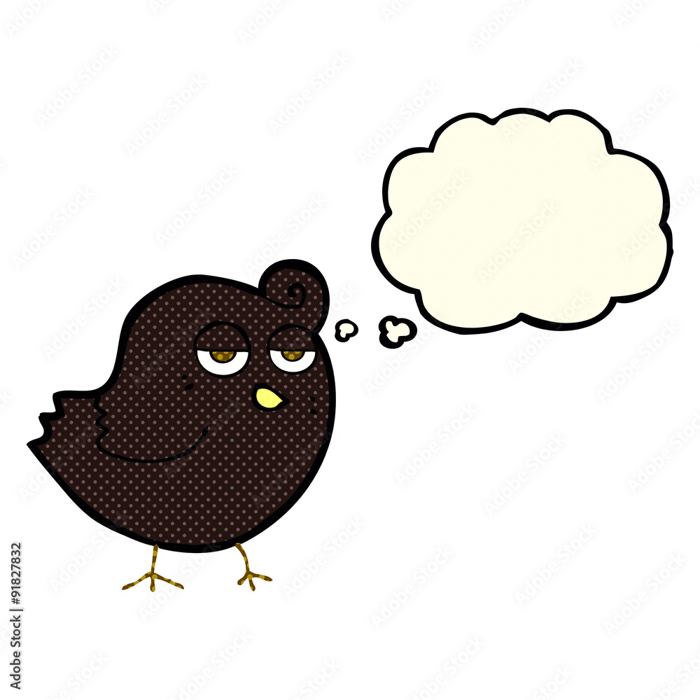 cartoon bird with thought bubble cartoon bird with thought bubble