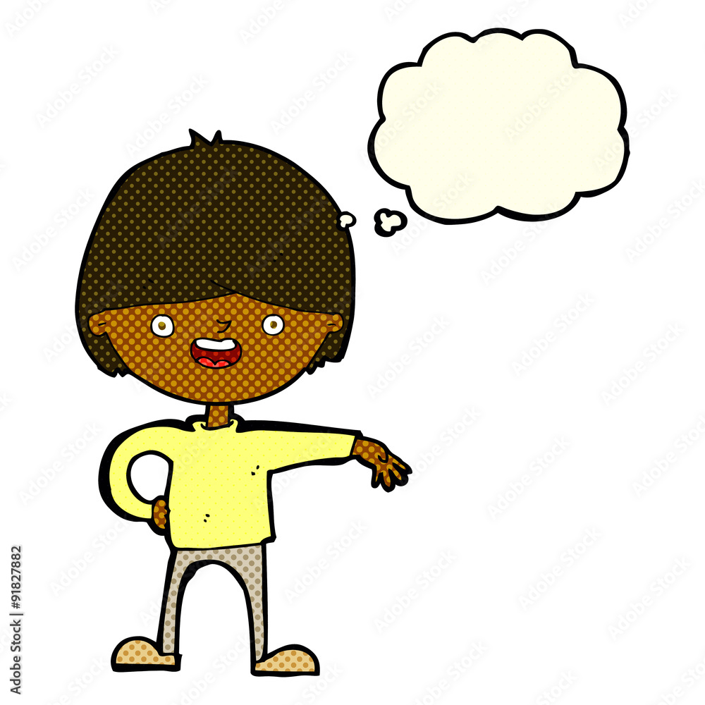 cartoon happy man with thought bubble cartoon happy man with thought bubble