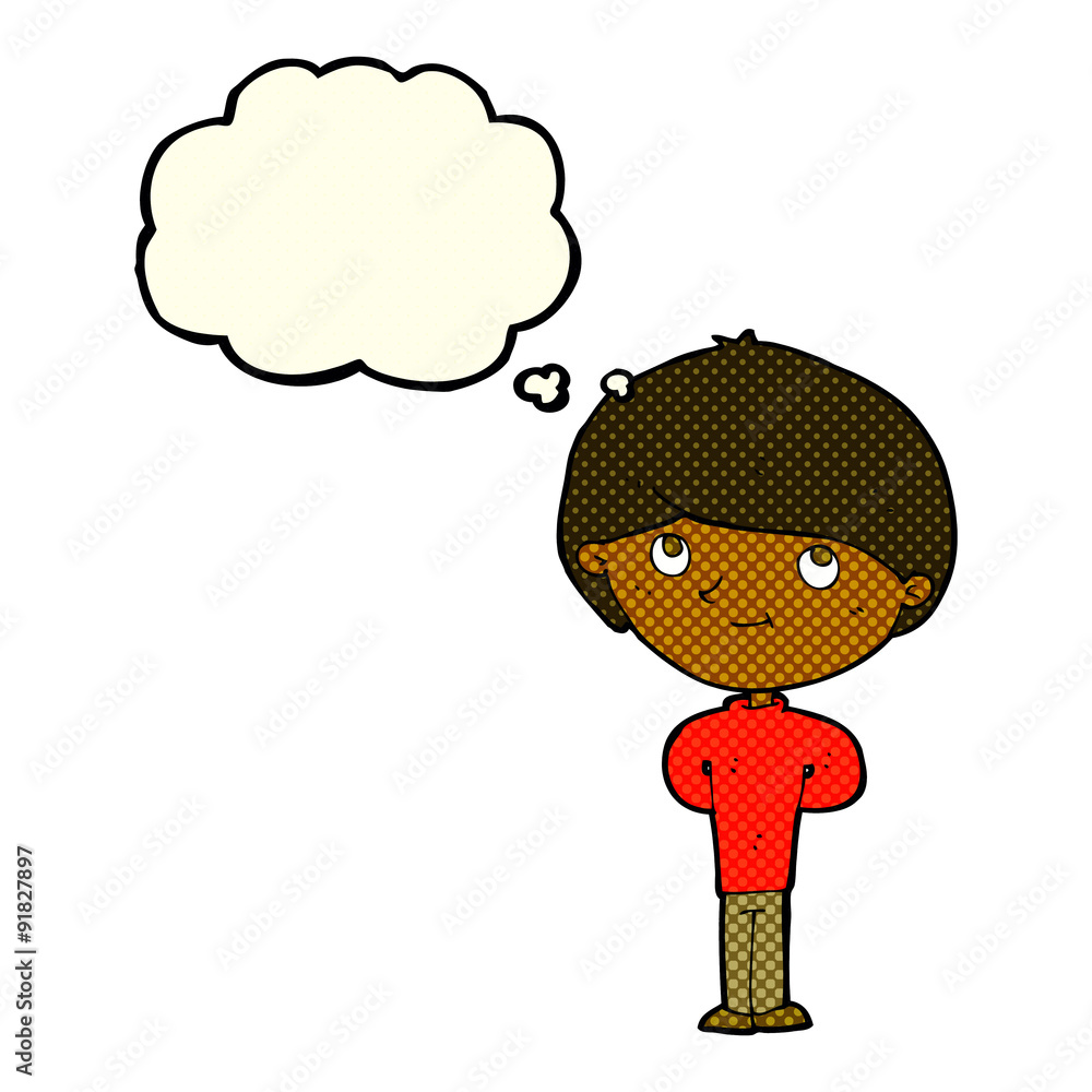 cartoon happy boy with thought bubble cartoon happy boy with thought bubble