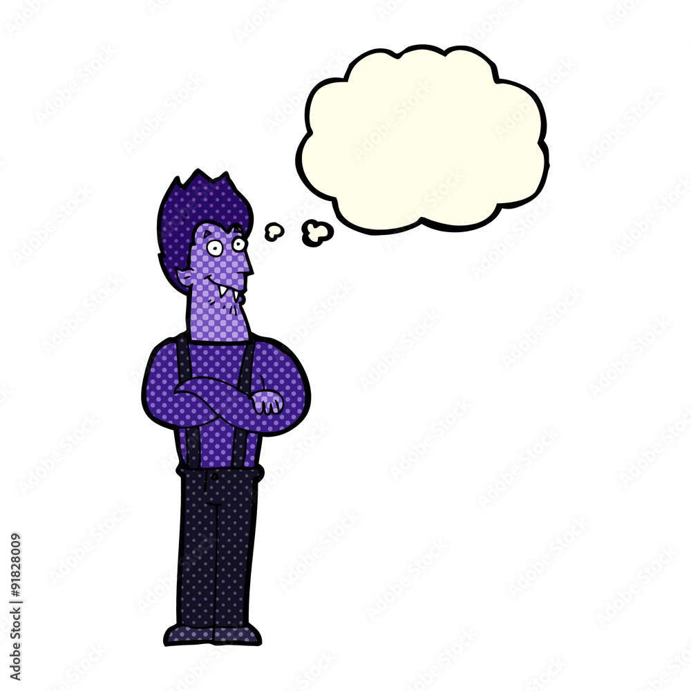 cartoon happy vampire with thought bubble cartoon happy vampire with thought bubble