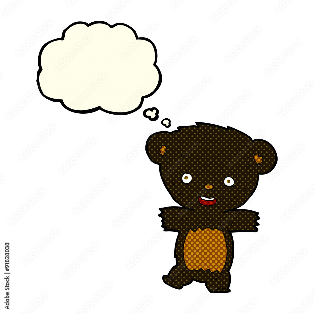 cartoon teddy black bear cub with thought bubble cartoon teddy black bear cub with thought bubble