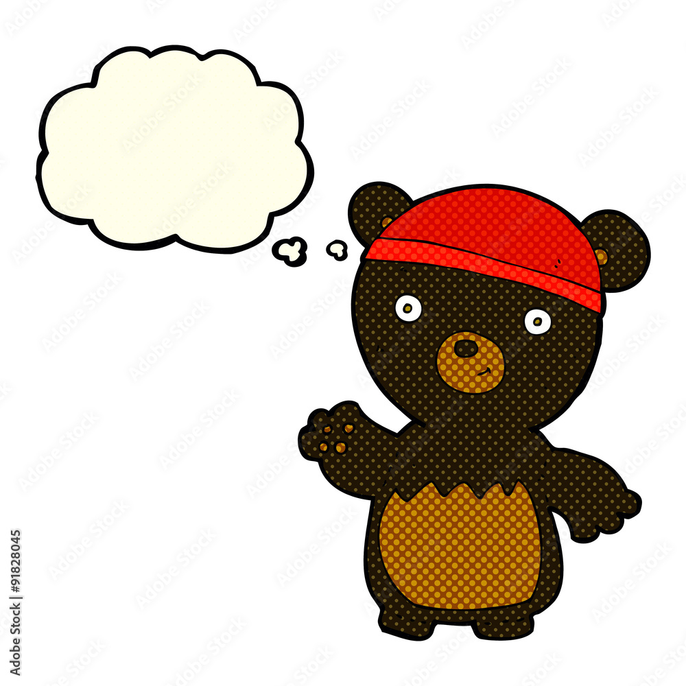 cartoon black bear wearing hat with thought bubble cartoon black bear wearing hat with thought bubble