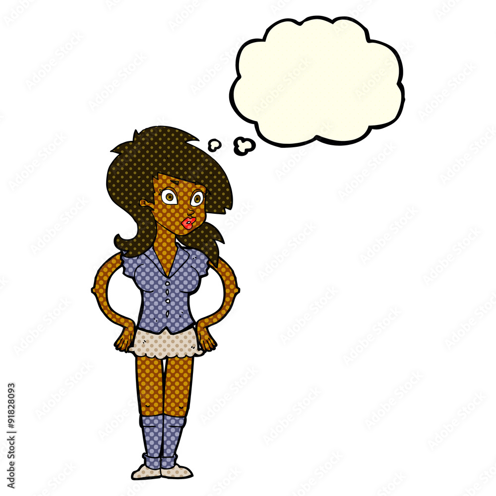 cartoon pretty woman with thought bubble cartoon pretty woman with thought bubble