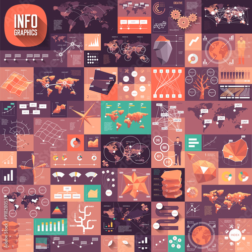 Set of infographics flat design elements
