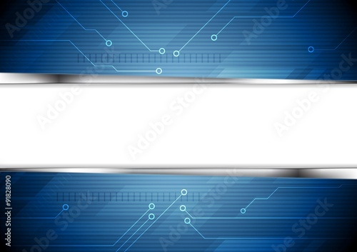 Tech striped background with circuit board elements