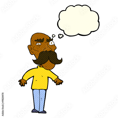 cartoon angry old man with thought bubble