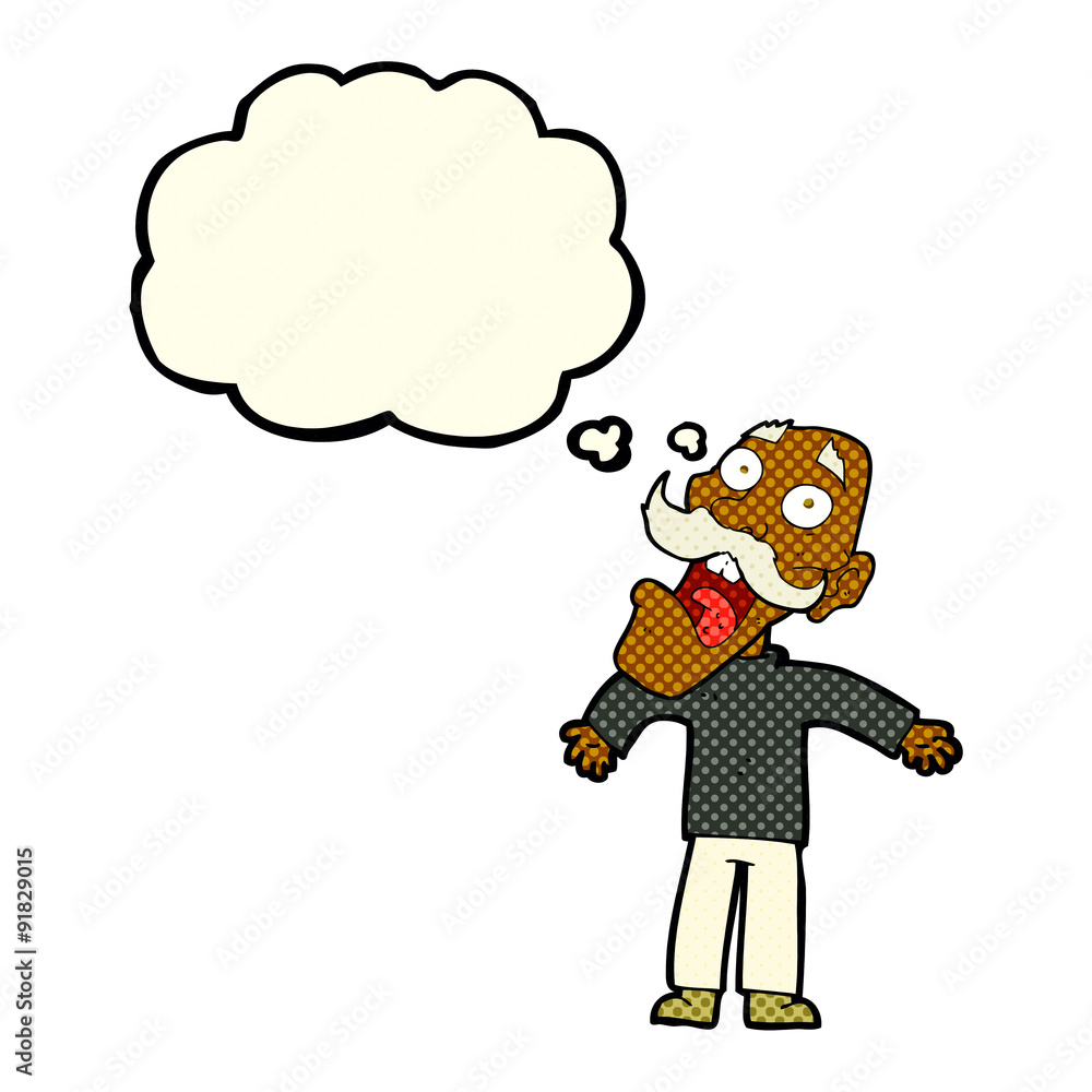 cartoon terrified old man with thought bubble cartoon terrified old man with thought bubble
