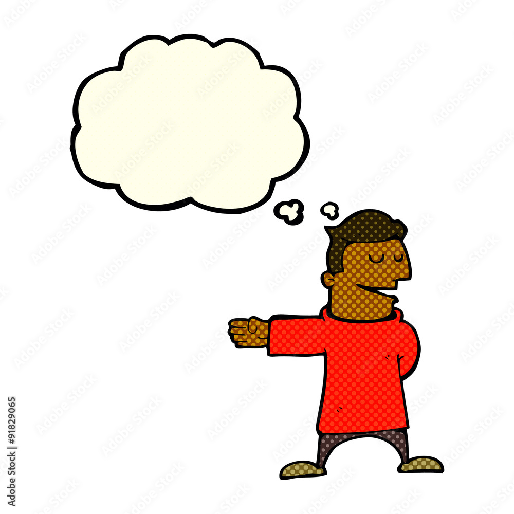 cartoon man gesturing direction with thought bubble cartoon man gesturing direction with thought bubble