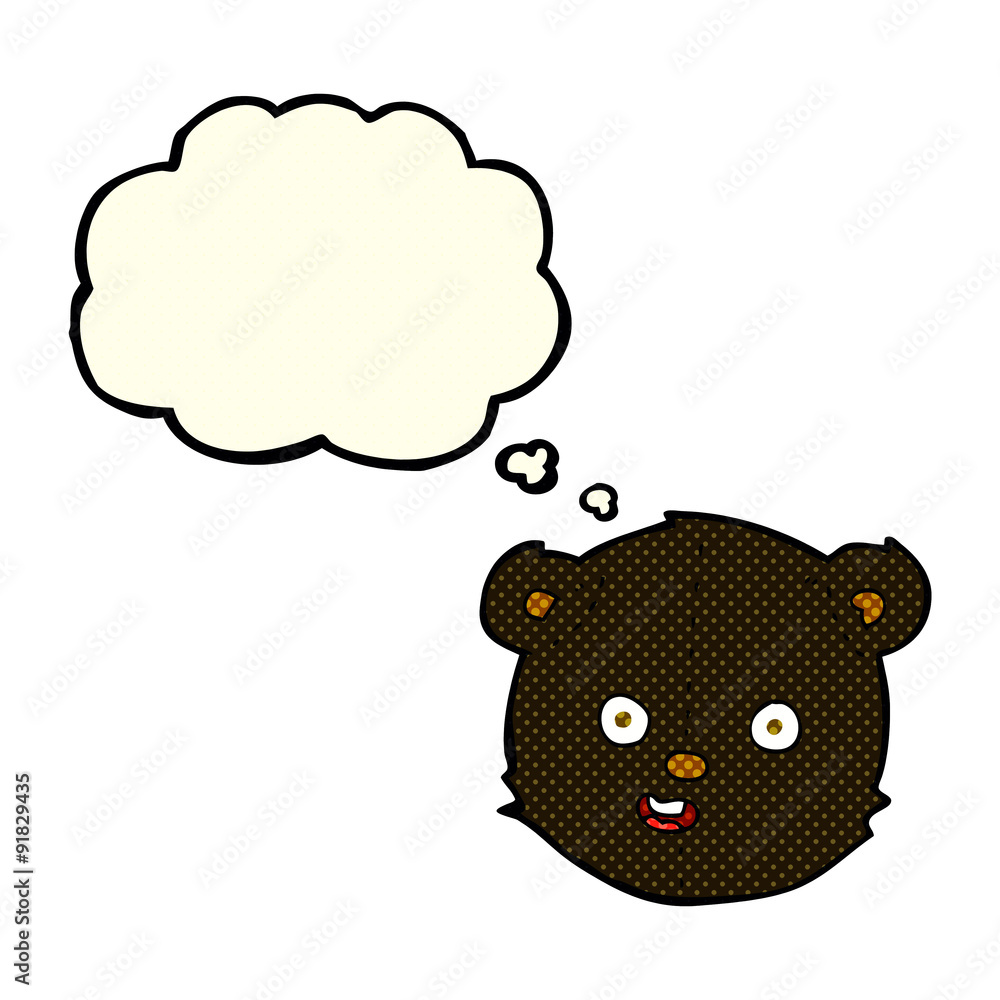 cartoon black teddy bear head with thought bubble cartoon black teddy bear head with thought bubble