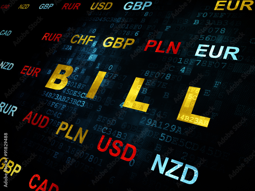 Currency concept: Bill on Digital background Currency concept: Bill on Digital background