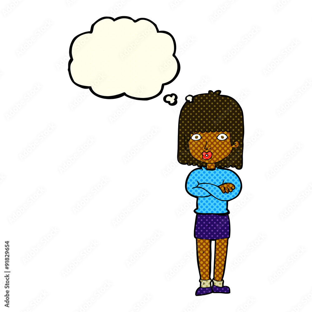 cartoon impatient woman with thought bubble cartoon impatient woman with thought bubble