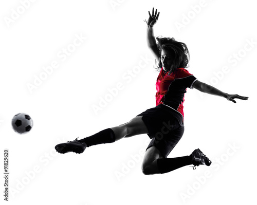 woman soccer player isolated silhouette photo