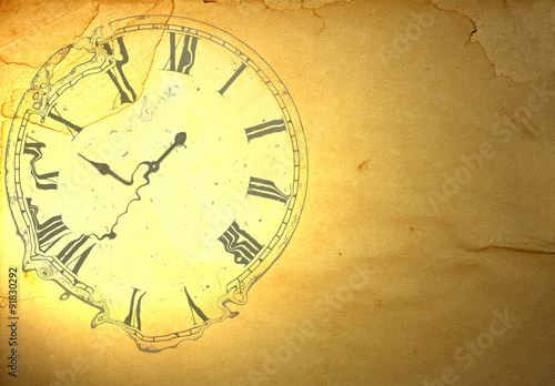 Grunge paper with liquefied clock