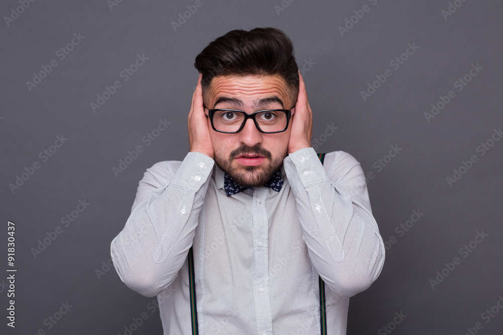 Hipster man in studio Hipster man in studio