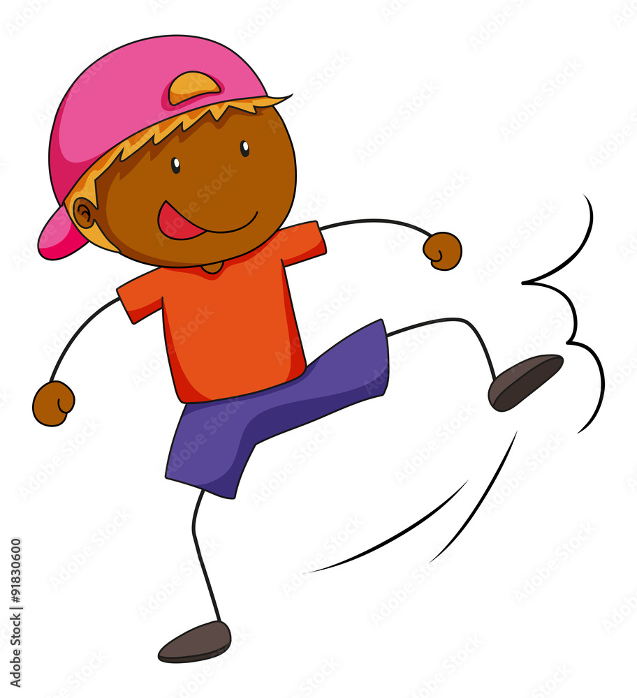 Obraz premium Boy doing kicking action