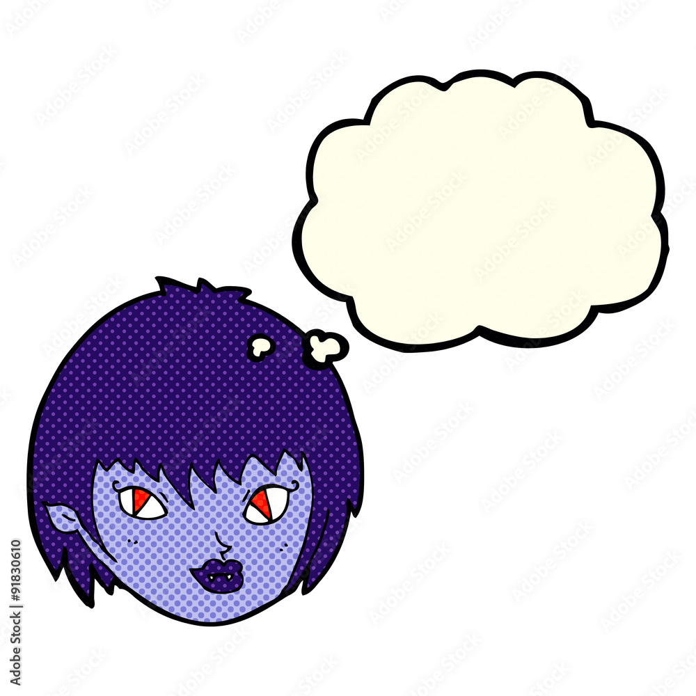 cartoon vampire girl face with thought bubble cartoon vampire girl face with thought bubble