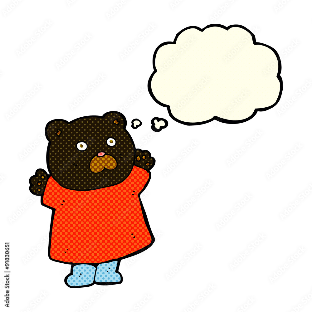 funny cartoon black bear with thought bubble funny cartoon black bear with thought bubble