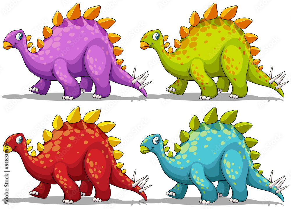 Dinosaur in four different colors Dinosaur in four different colors