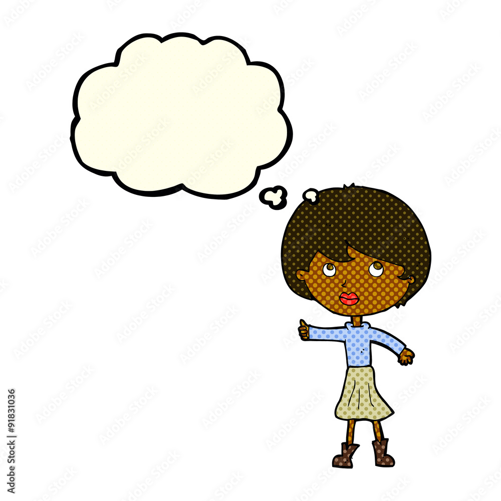 cartoon woman asking question with thought bubble cartoon woman asking question with thought bubble