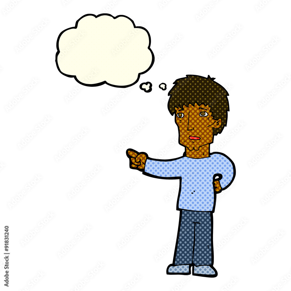 cartoon pointing man with thought bubble cartoon pointing man with thought bubble