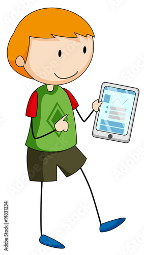 Boy holding a gadget.