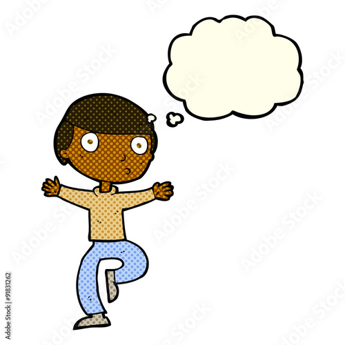 cartoon startled man with thought bubble