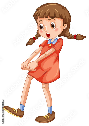 Angry girl in red fighting