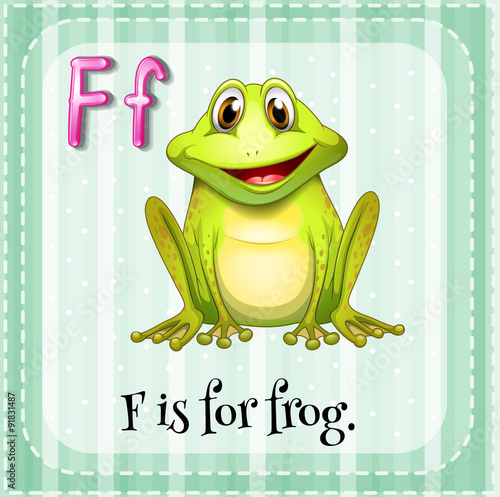 Flashcard letter F is for frog