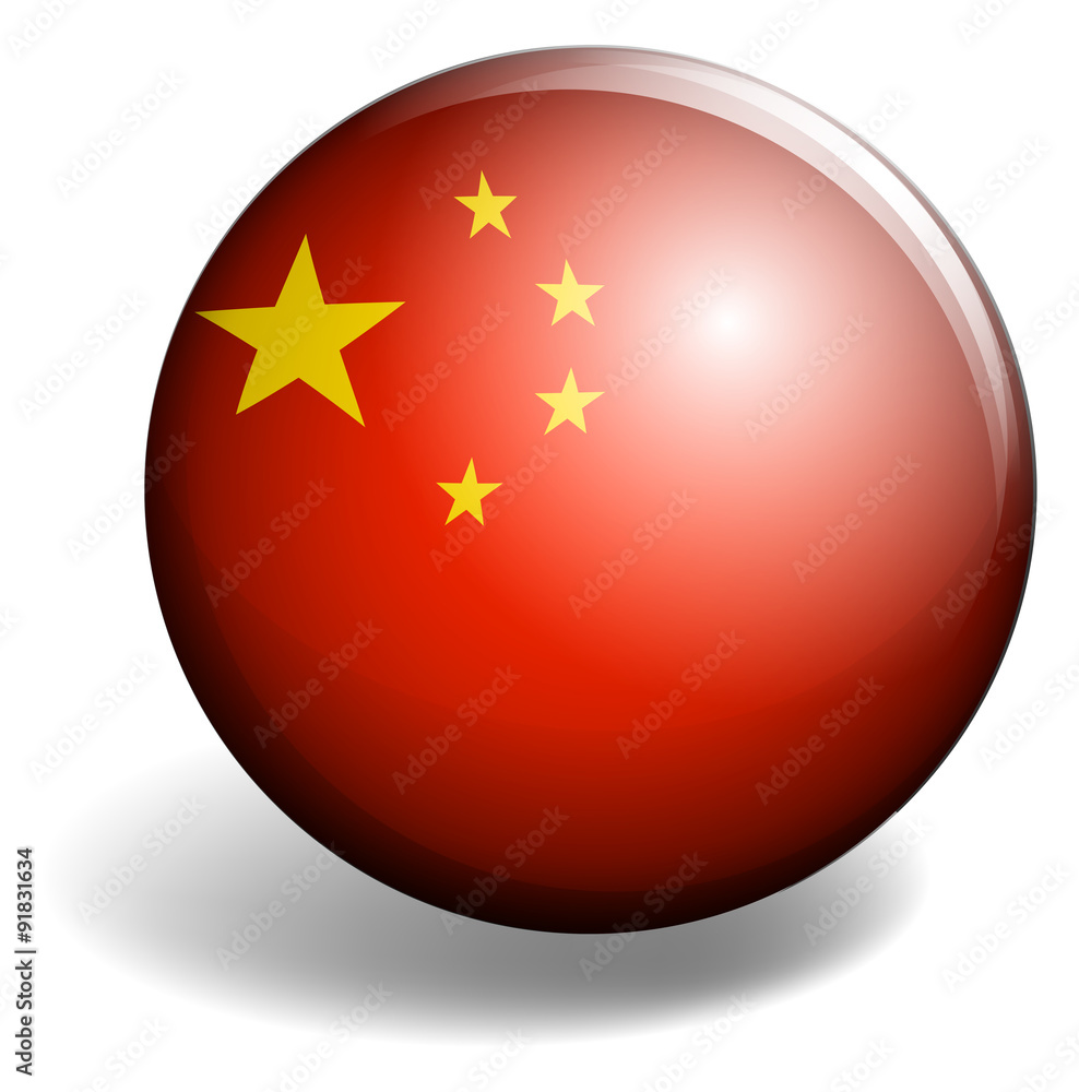 China flag on round badge China flag on round badge