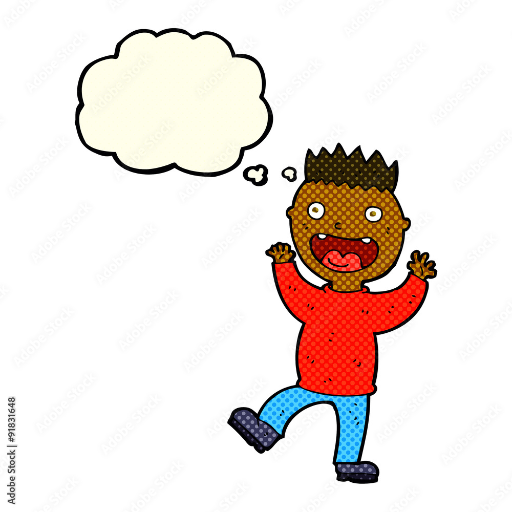 cartoon crazy happy man with thought bubble cartoon crazy happy man with thought bubble