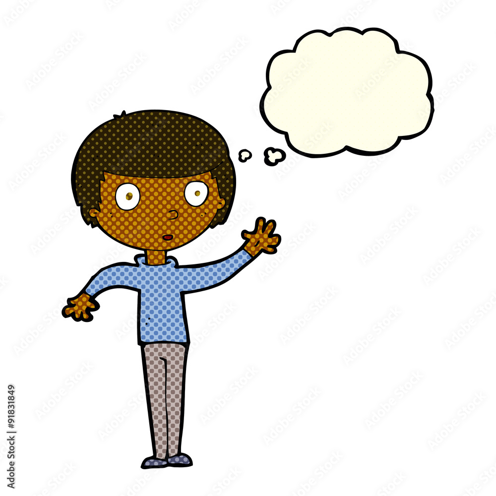 cartoon staring boy with thought bubble cartoon staring boy with thought bubble